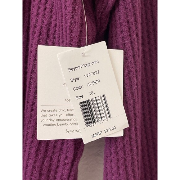 Beyond Yoga Free Style Pullover AUBER Size XL NWT $79 Waffle Knit‎ Purple V Neck - Picture 4 of 11